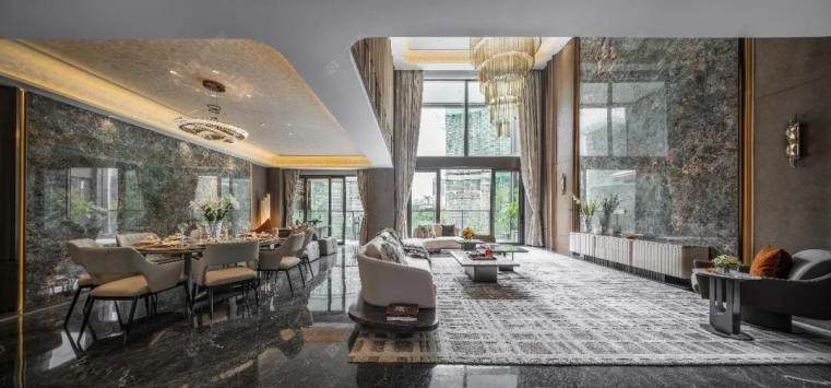 样板房挑高纵厅实景图