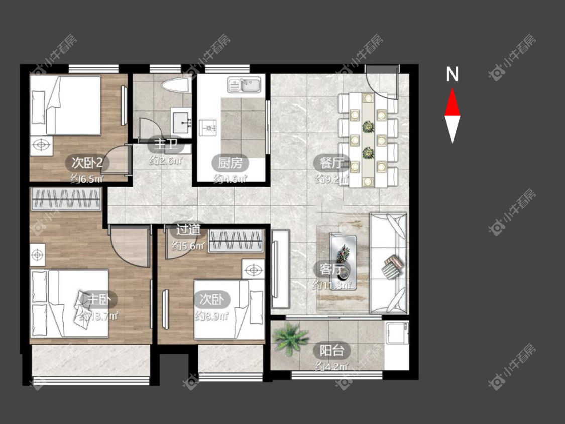 凤凰湖西苑87平户型图