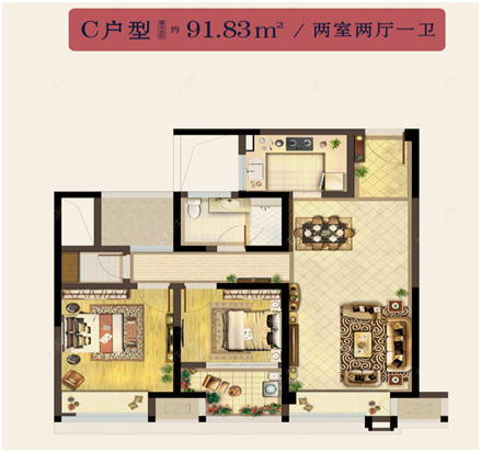 五星·星韵城建面约92㎡户型