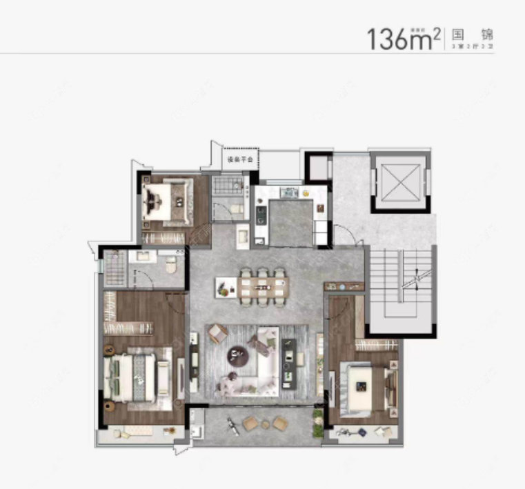 常州中吴江南春136㎡户型图
