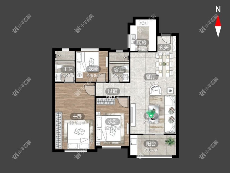 临津花园改善户型3室2厅2卫