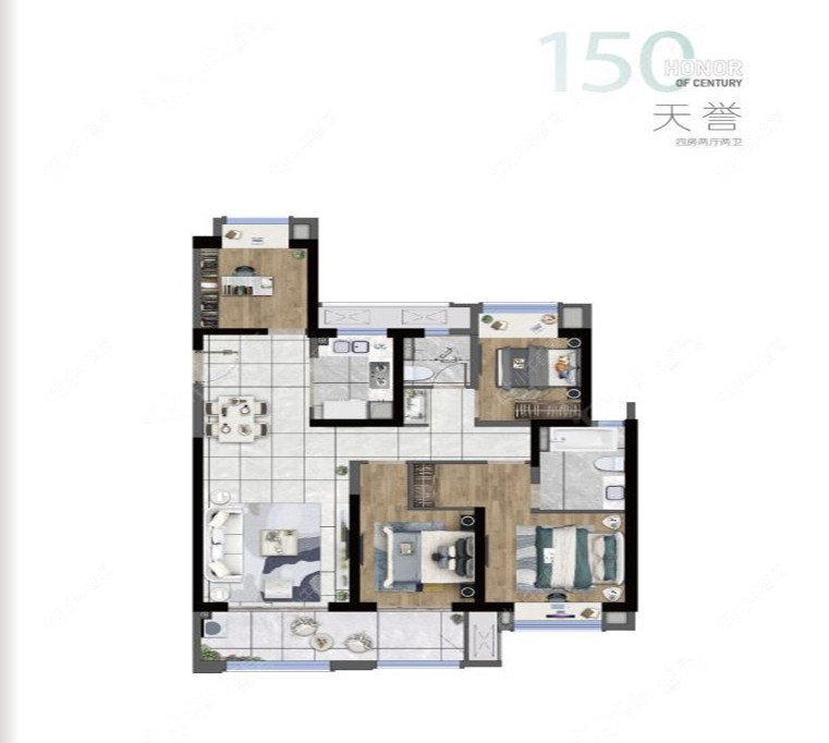 常州新城黑牡丹世纪之光150㎡户型图 常州新城黑牡丹世纪之光150㎡户型图