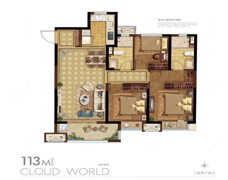 常州天奕云著113㎡户型图 常州天奕云著113㎡户型图