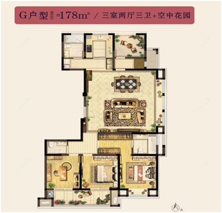 五星·星韵城建面约178㎡户型