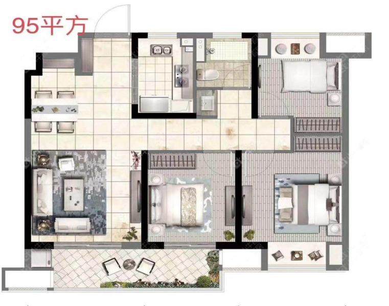 常州弘阳云峯95㎡户型图