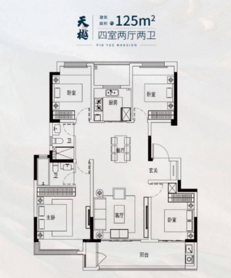 常州华盛品樾公馆125㎡户型图 常州华盛品樾公馆125㎡户型图