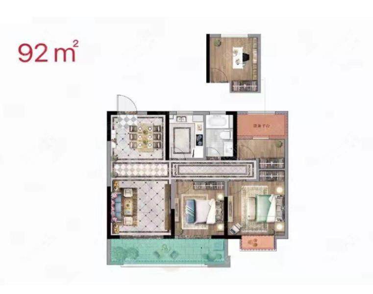 常州美林湖龙门里92㎡户型图 常州美林湖龙门里92㎡户型图