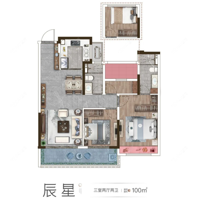 儒辰·辰逸100㎡三室两厅两卫_副本