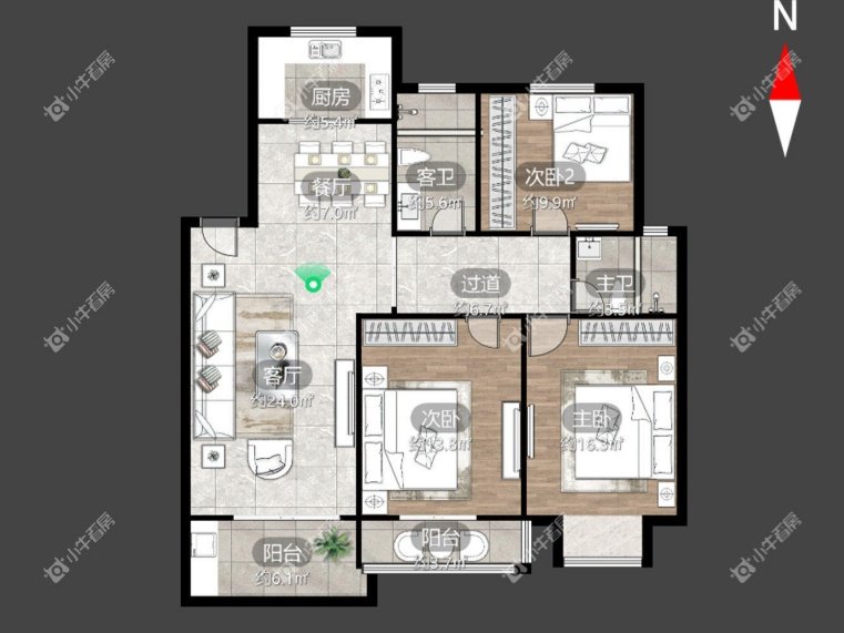 潞城花苑三室两厅