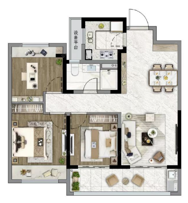 国锐雲熙95㎡户型图_副本