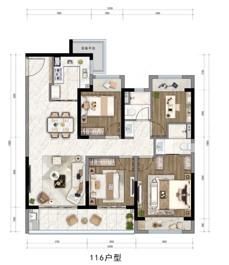 国锐雲熙116㎡户型图_副本