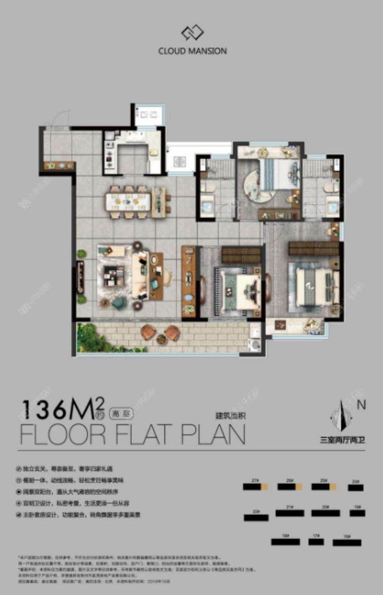 常州美的世茂云筑136㎡户型图 常州美的世茂云筑136㎡户型图