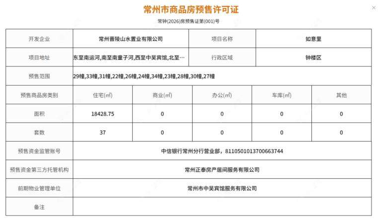 如园商品房预售许可证