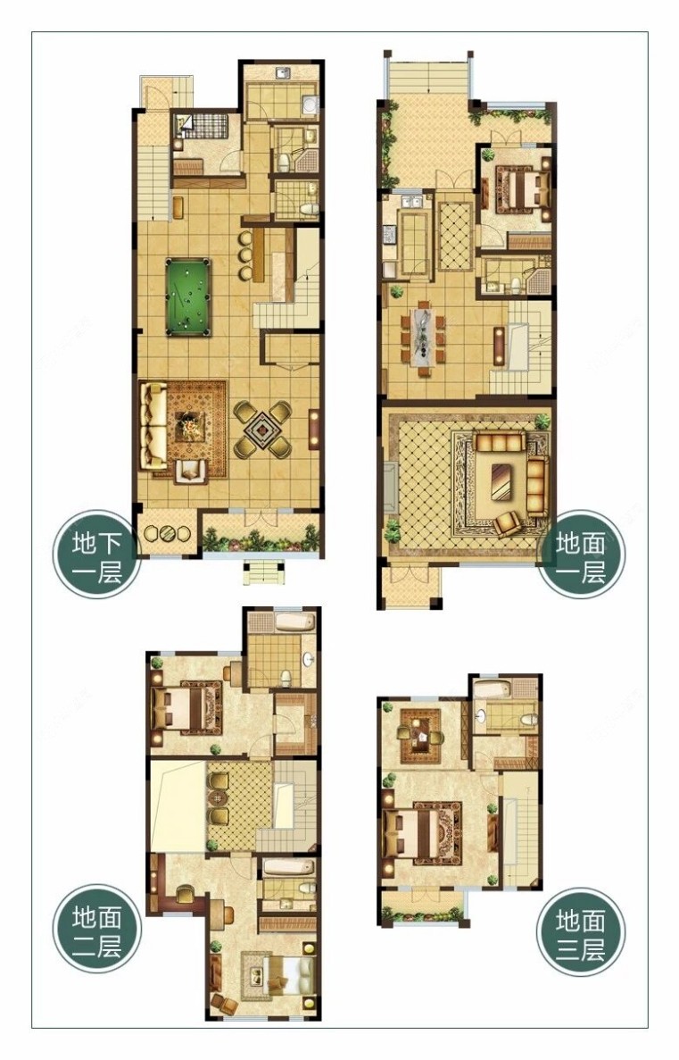 常州美林湖花园一区别墅户型图建面约390平_副本