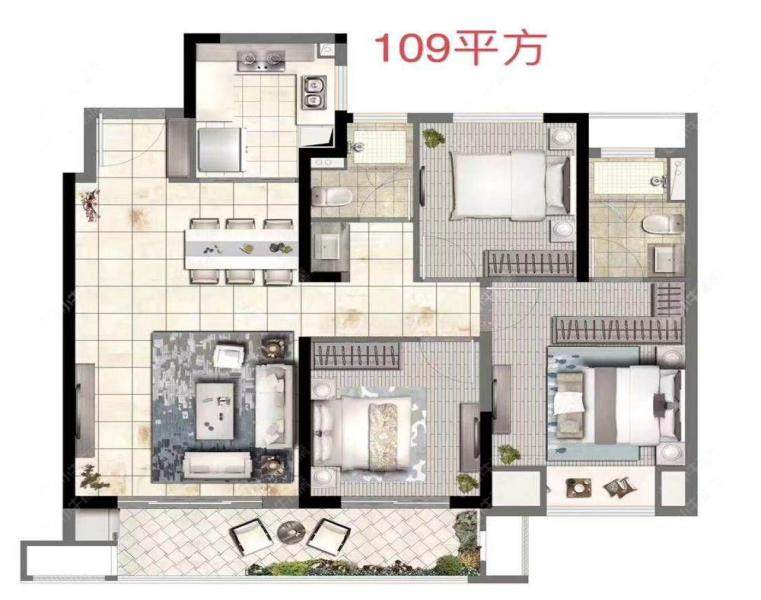 常州弘阳云峯109㎡户型图