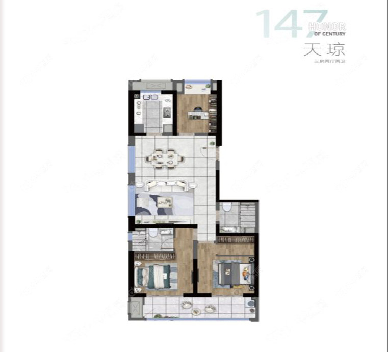 常州新城黑牡丹世纪之光147㎡户型图 常州新城黑牡丹世纪之光147㎡户型图