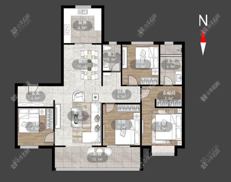 常州华润国际六期四居室户型图