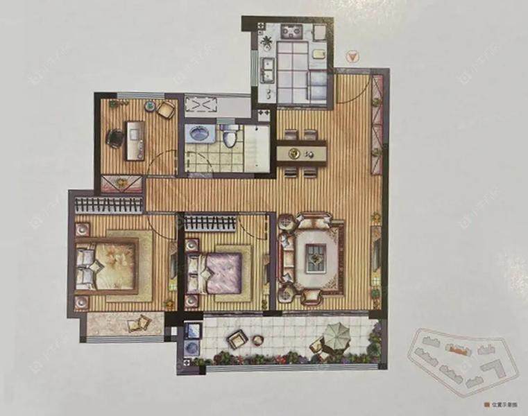 九洲玺100㎡户型图
