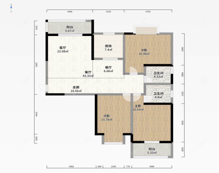 常州宝龙城市广场135㎡户型图 常州宝龙城市广场135㎡户型图