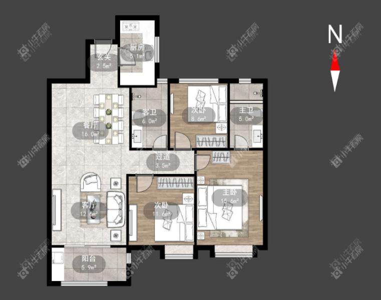 常州华润国际六期三居室户型图