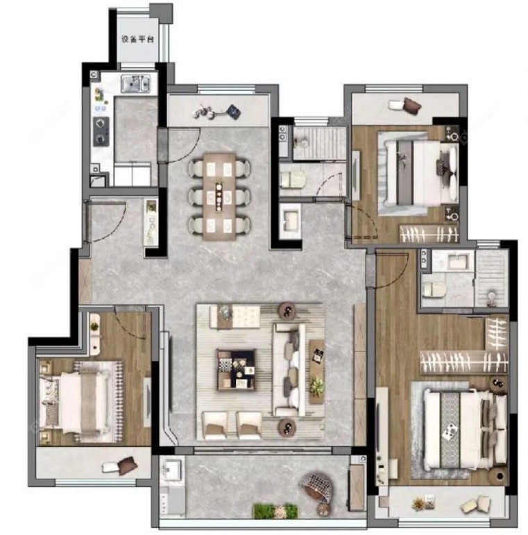 国锐雲熙119㎡户型图_副本
