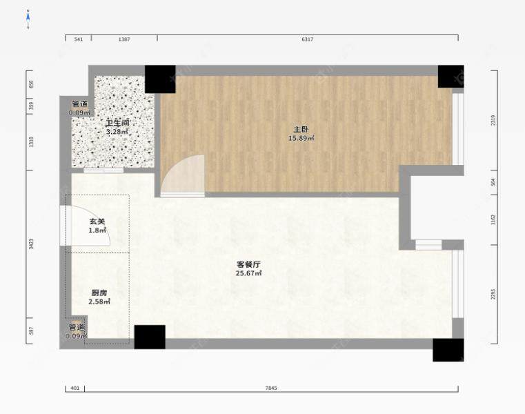 常州宝龙城市广场57㎡户型图 常州宝龙城市广场57㎡户型图