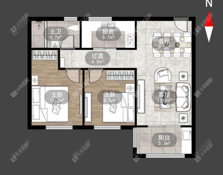常州金正花园两房户型图