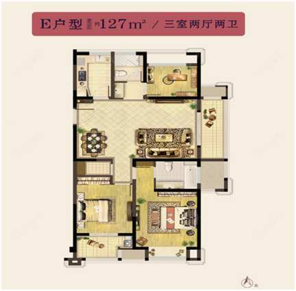 五星·星韵城建面约127㎡户型