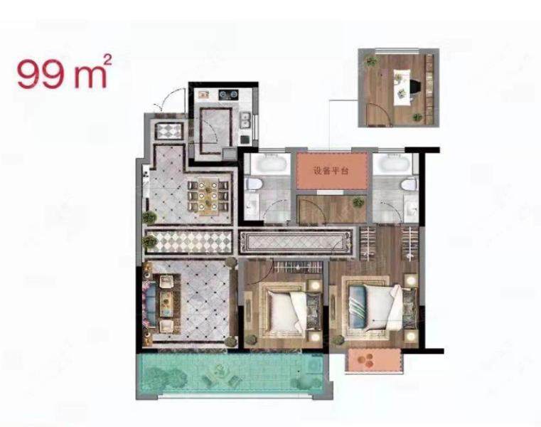 常州美林湖龙门里99㎡户型图 常州美林湖龙门里99㎡户型图